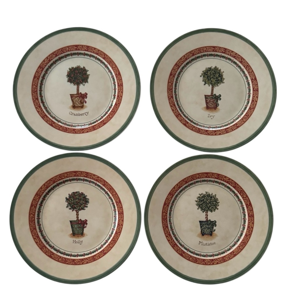 Villeroy & Boch Festive Memories Topiary Salad Dessert Plates Set of 4 BNIB